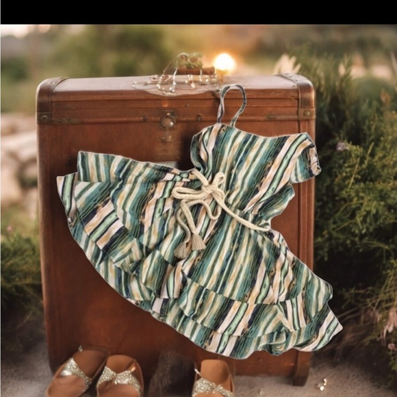 Free People Sleeveless Elongated Stripe Ruffle Minidress size Small - Picture 1 of 11